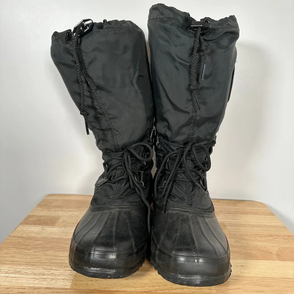 Vintage Black Sorel Snowlion Winter Boots Waterproof Nylon Rubber Canada Women 9 - Picture 2 of 11